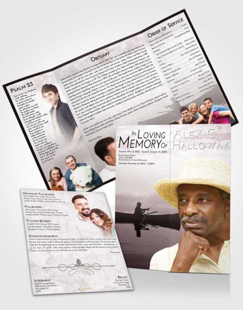 Obituary Funeral Template Gatefold Memorial Brochure Morning Fish in the Water