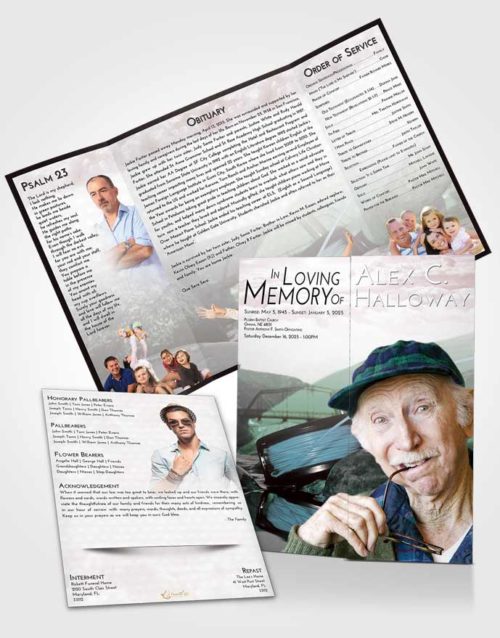 Obituary Funeral Template Gatefold Memorial Brochure Morning Fishing Dreams