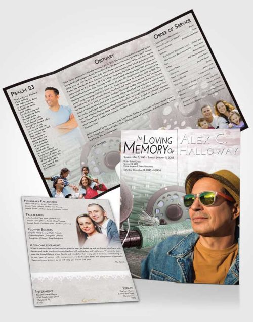 Obituary Funeral Template Gatefold Memorial Brochure Morning Fishing Paradise