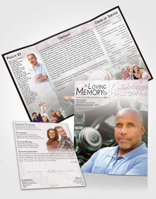 Obituary Funeral Template Gatefold Memorial Brochure Morning Fishing Tackle