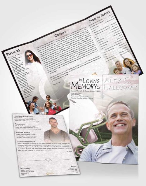Obituary Funeral Template Gatefold Memorial Brochure Morning Football Party