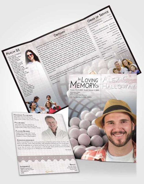 Obituary Funeral Template Gatefold Memorial Brochure Morning Golf Tranquility