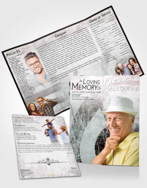 Obituary Funeral Template Gatefold Memorial Brochure Morning Harmonica