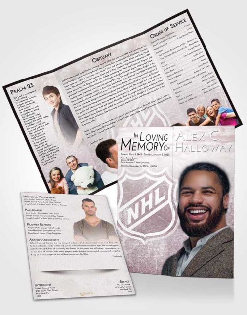 Obituary Funeral Template Gatefold Memorial Brochure Morning Hockey Tranquility