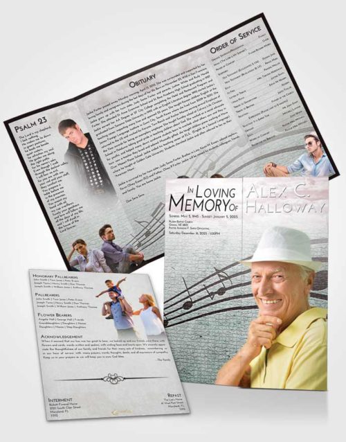 Obituary Funeral Template Gatefold Memorial Brochure Morning Portamento