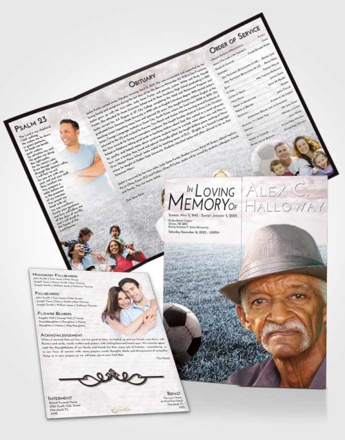 Obituary Funeral Template Gatefold Memorial Brochure Morning Soccer Journey