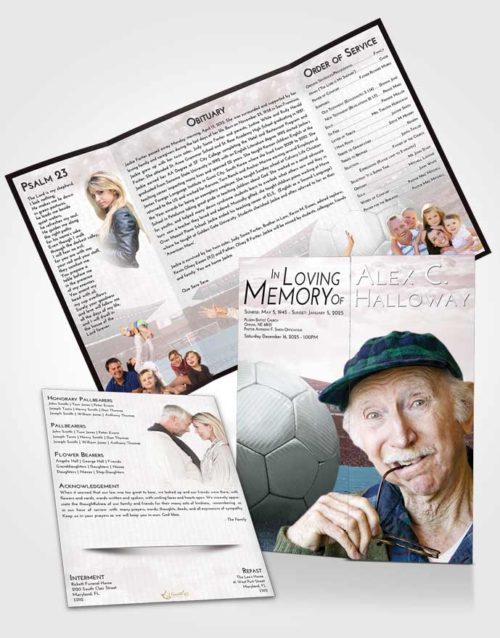 Obituary Funeral Template Gatefold Memorial Brochure Morning Soccer Love