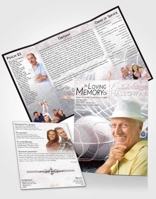 Obituary Funeral Template Gatefold Memorial Brochure Morning Soccer Pride