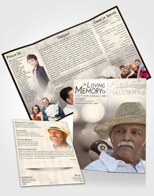 Obituary Funeral Template Gatefold Memorial Brochure Peaceful Billiards Tranquility