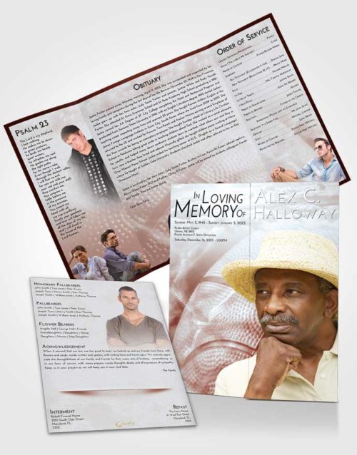 Obituary Funeral Template Gatefold Memorial Brochure Ruby Love Basketball Fame