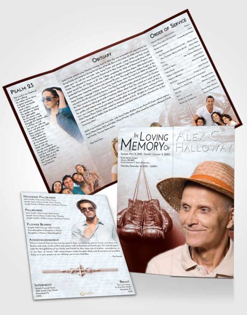 Obituary Funeral Template Gatefold Memorial Brochure Ruby Love Boxing Victory