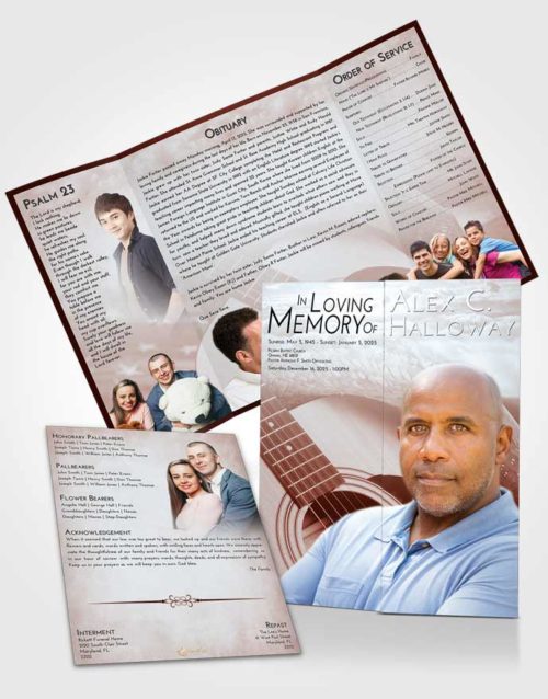 Obituary Funeral Template Gatefold Memorial Brochure Ruby Love Cowboy Heaven