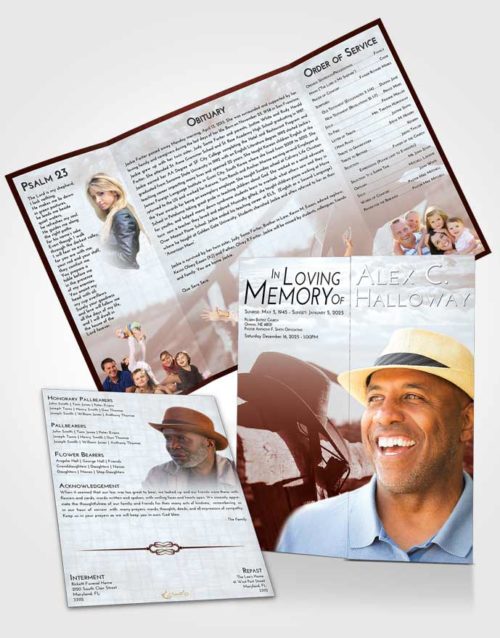 Obituary Funeral Template Gatefold Memorial Brochure Ruby Love Cowboy Honor