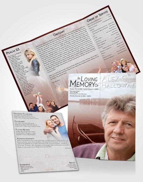 Obituary Funeral Template Gatefold Memorial Brochure Ruby Love Fishing Boat