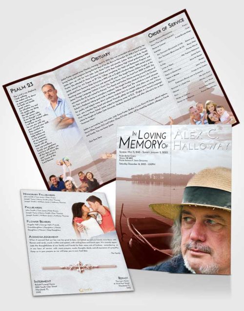 Obituary Funeral Template Gatefold Memorial Brochure Ruby Love Fishing Desire