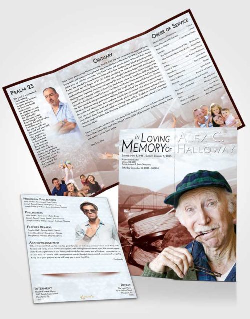 Obituary Funeral Template Gatefold Memorial Brochure Ruby Love Fishing Dreams
