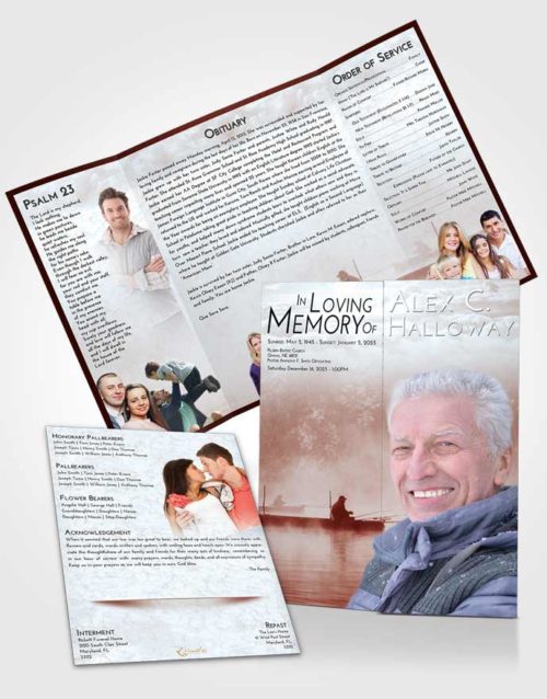 Obituary Funeral Template Gatefold Memorial Brochure Ruby Love Fishing Tranquility