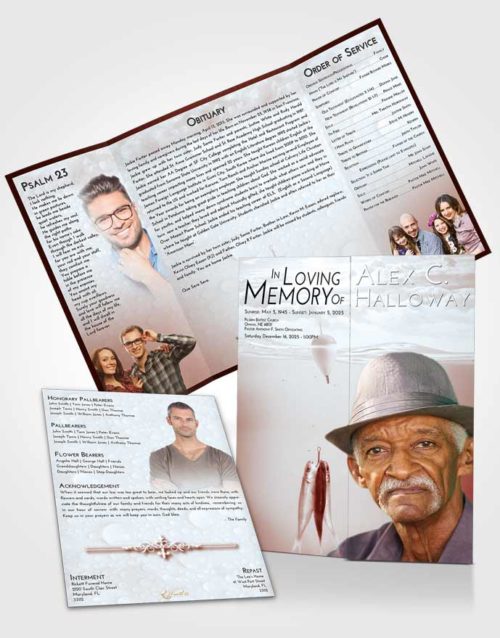 Obituary Funeral Template Gatefold Memorial Brochure Ruby Love Fishing in the Sea
