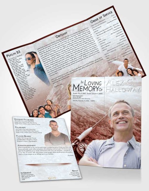 Obituary Funeral Template Gatefold Memorial Brochure Ruby Love Fishing on the Rocks
