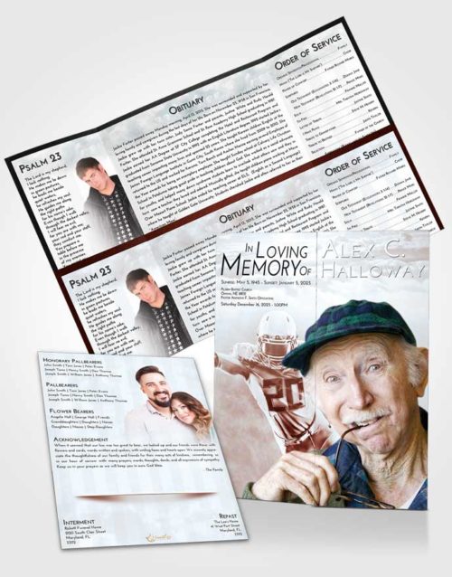 Obituary Funeral Template Gatefold Memorial Brochure Ruby Love Football Honor