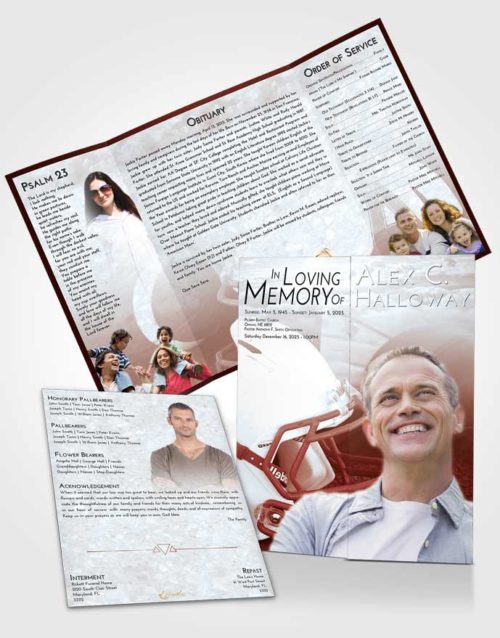 Obituary Funeral Template Gatefold Memorial Brochure Ruby Love Football Party
