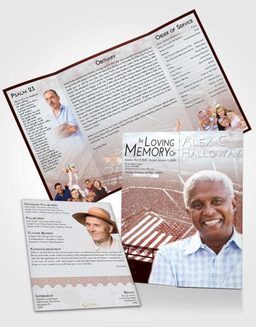 Obituary Funeral Template Gatefold Memorial Brochure Ruby Love Football Stadium