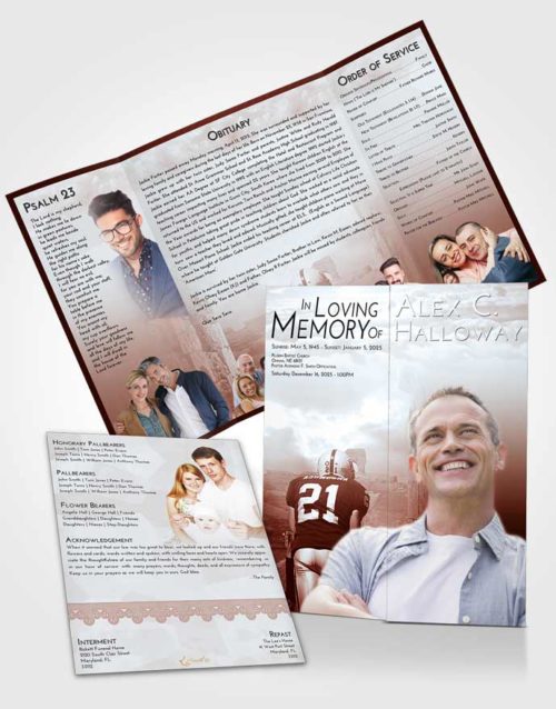 Obituary Funeral Template Gatefold Memorial Brochure Ruby Love Football Victory