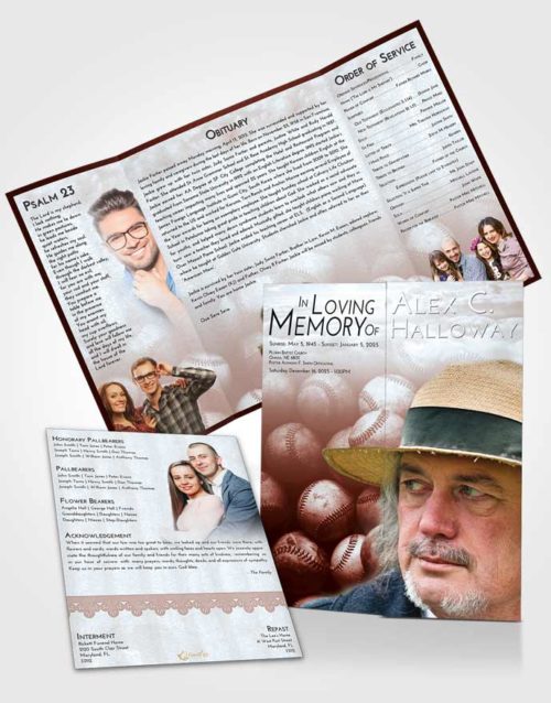 Obituary Funeral Template Gatefold Memorial Brochure Ruby Love Foul Ball