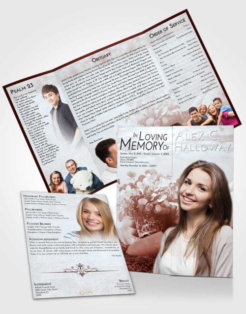 Obituary Funeral Template Gatefold Memorial Brochure Ruby Love Gardening Passion