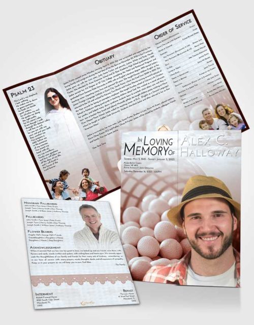 Obituary Funeral Template Gatefold Memorial Brochure Ruby Love Golf Tranquility
