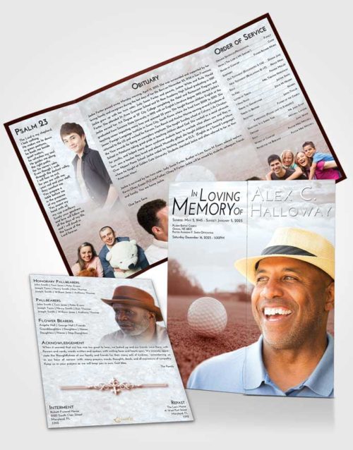Obituary Funeral Template Gatefold Memorial Brochure Ruby Love Golfing Honor