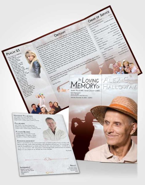 Obituary Funeral Template Gatefold Memorial Brochure Ruby Love Golfing Peace