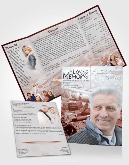 Obituary Funeral Template Gatefold Memorial Brochure Ruby Love Hunters Life