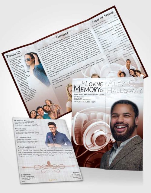 Obituary Funeral Template Gatefold Memorial Brochure Ruby Love Music Alley