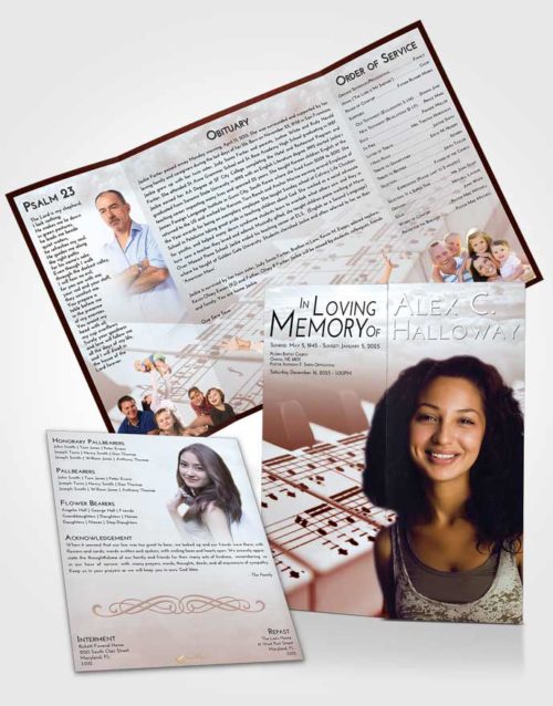 Obituary Funeral Template Gatefold Memorial Brochure Ruby Love Piano Desire