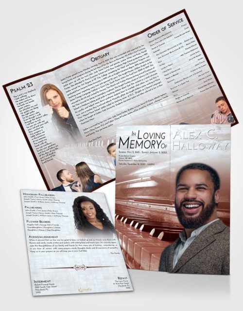 Obituary Funeral Template Gatefold Memorial Brochure Ruby Love Piano Passion