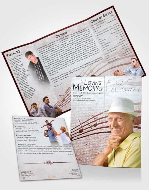 Obituary Funeral Template Gatefold Memorial Brochure Ruby Love Portamento
