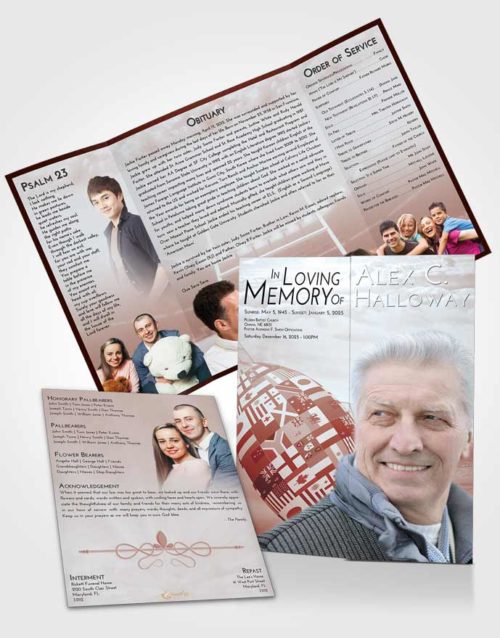 Obituary Funeral Template Gatefold Memorial Brochure Ruby Love Rugby Passion