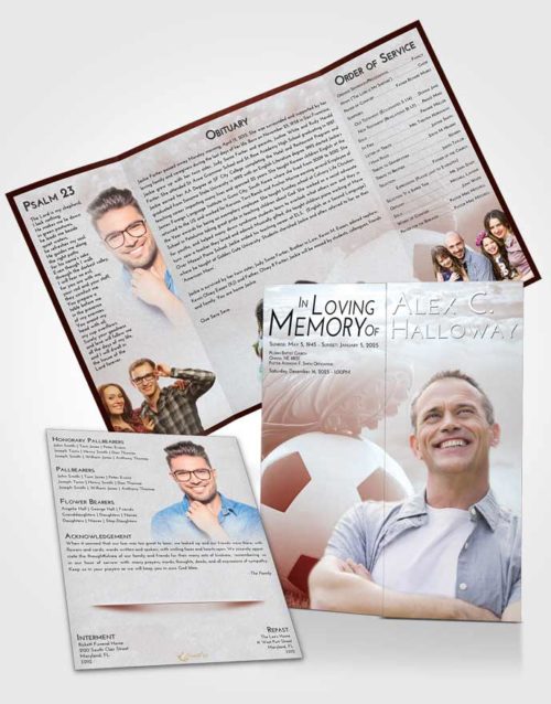 Obituary Funeral Template Gatefold Memorial Brochure Ruby Love Soccer Cleats