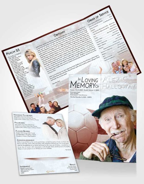 Obituary Funeral Template Gatefold Memorial Brochure Ruby Love Soccer Love