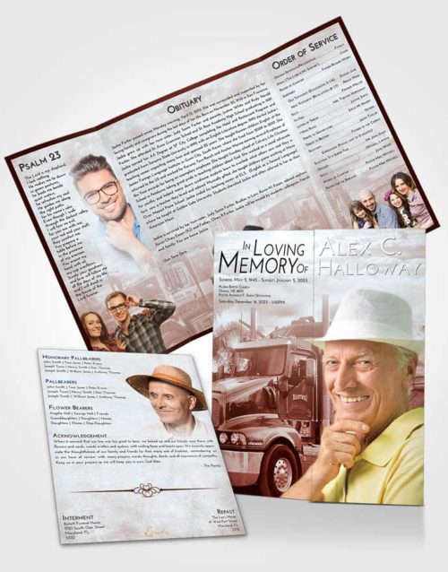 Obituary Funeral Template Gatefold Memorial Brochure Ruby Love Trucker Days