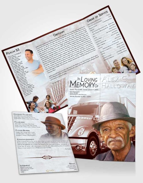 Obituary Funeral Template Gatefold Memorial Brochure Ruby Love Trucker Hours