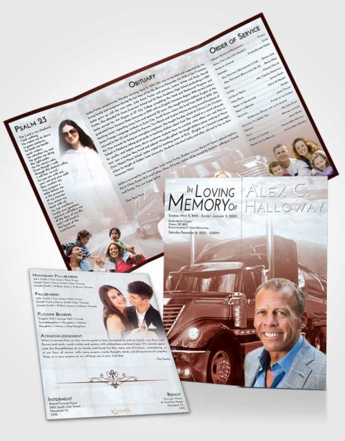 Obituary Funeral Template Gatefold Memorial Brochure Ruby Love Trucker Life