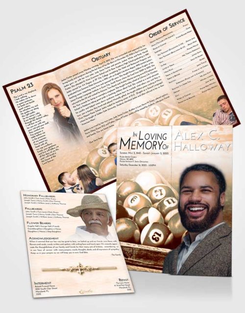 Obituary Funeral Template Gatefold Memorial Brochure Soft Dusk Billiards Love