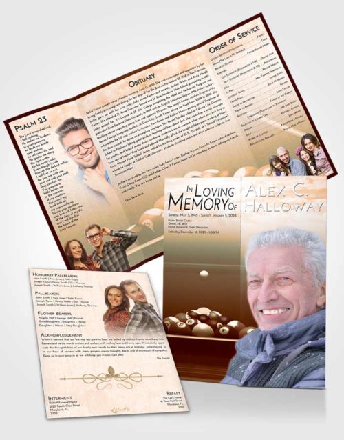 Obituary Funeral Template Gatefold Memorial Brochure Soft Dusk Billiards Pride