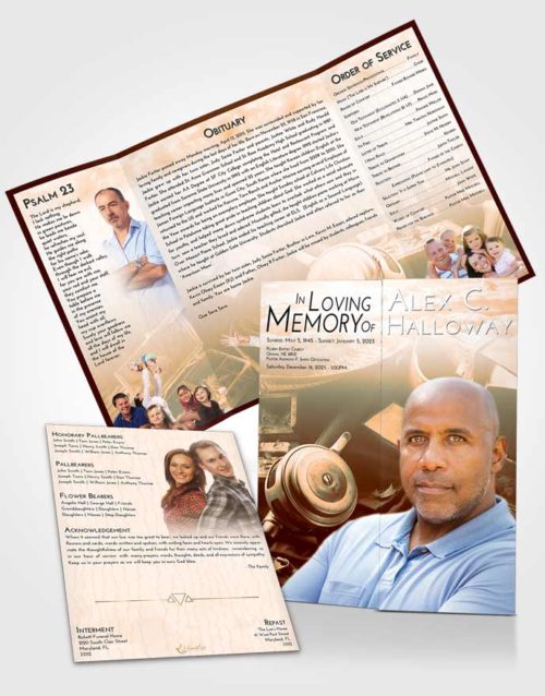 Obituary Funeral Template Gatefold Memorial Brochure Soft Dusk Fishing Tackle