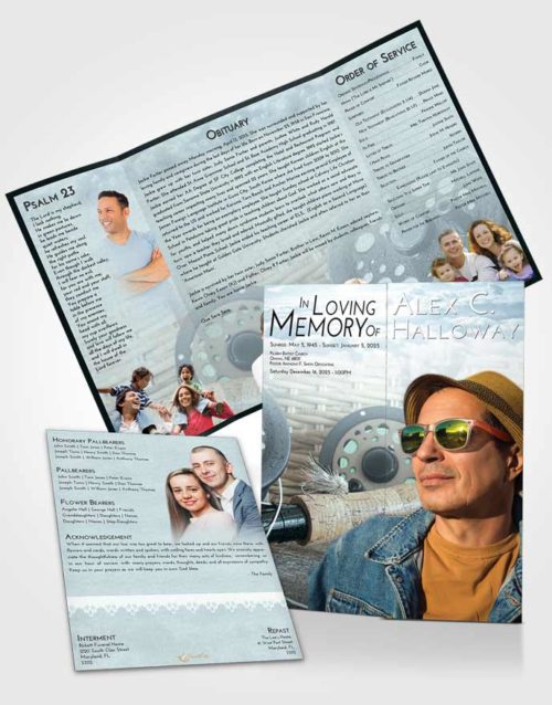 Obituary Funeral Template Gatefold Memorial Brochure Soft Emerald Love Fishing Paradise