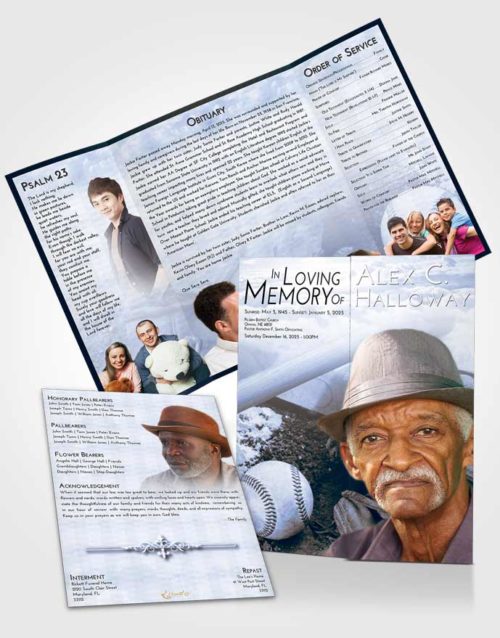 Obituary Funeral Template Gatefold Memorial Brochure Splendid Baseball Peace