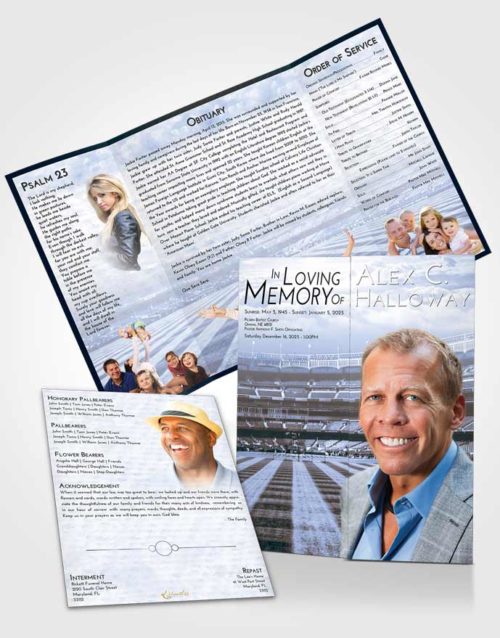 Obituary Funeral Template Gatefold Memorial Brochure Splendid Baseball Serenity