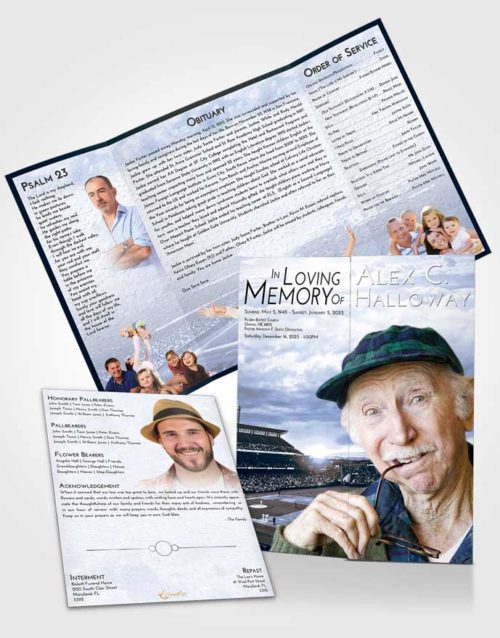 Obituary Funeral Template Gatefold Memorial Brochure Splendid Baseball Stadium